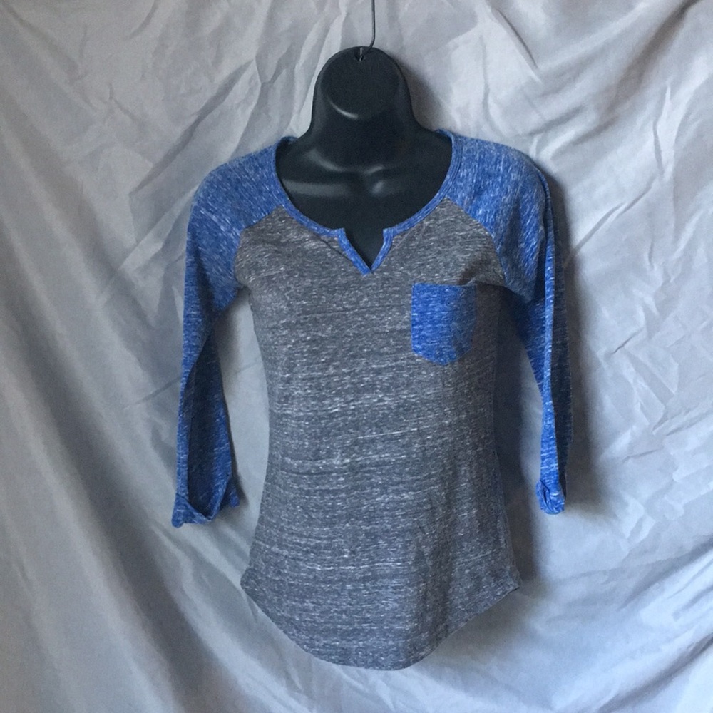 Blue and grey mid sleeve top